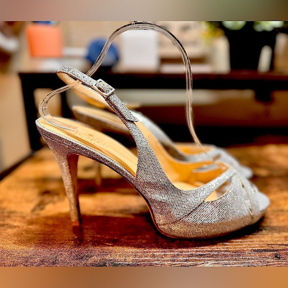 Kate Spade Strappy Silver Heels‎ Size 9